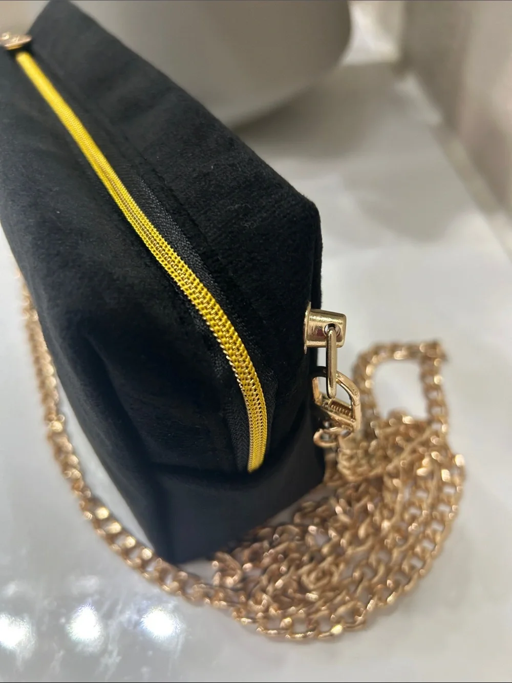 Saint Laurent Black Suede like material Crossbody with Gold YSL Logo - Picture 6 of 7